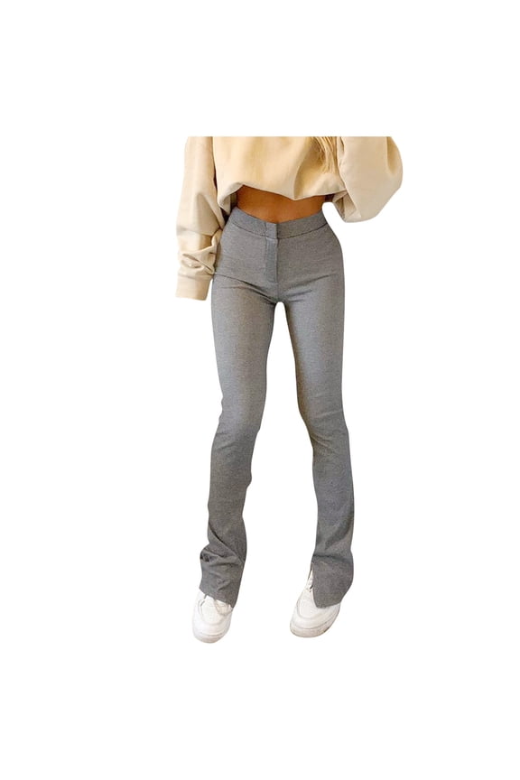 Women's Classic Flared Yoga Pants High Waist Slim Fit Casual Comfort Stretch Workout Wear Grey L