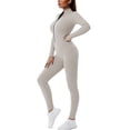 thumbnail image 1 of FYEGRE Women's Custom Sports Jumpsuit with Turtle Neck and Half Zip Up Design for Athletic Wear and Casual Style Silver S, 1 of 6
