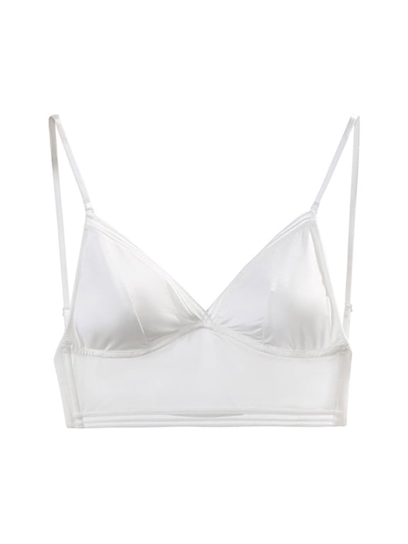 Women's French Open Back U Shaped Thin Summer Bra No Underwire Comfortable Stretch Support White L