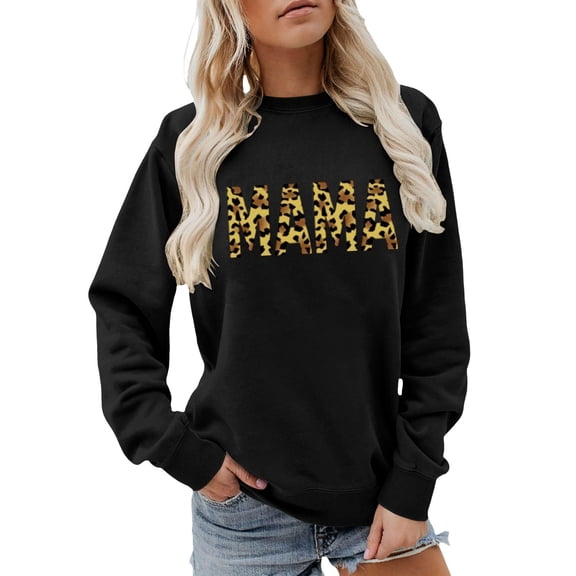 FYEGRE Women's Hoodless Graphic Print Crewneck Sweatshirt Long Sleeve Casual Pullover Soft Comfortable Daily Streetwear Fashion Wear Black XXL