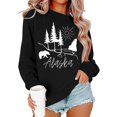 thumbnail image 1 of FYEGRE Women's Hoodless Sweatshirt Women Alaska bear print pullover long sleeve sweatshirt Black M, 1 of 1