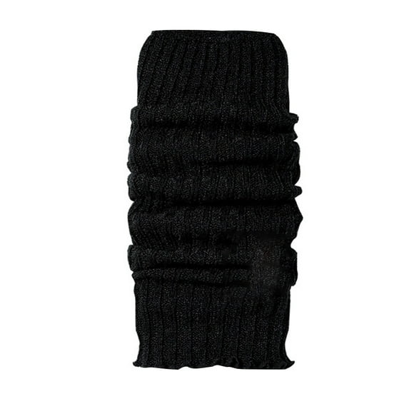 FYEGRE Women's Knitted Solid Color Thigh High Leg Warmers Neon Party Foot Covers For Cozy Style Black One Size