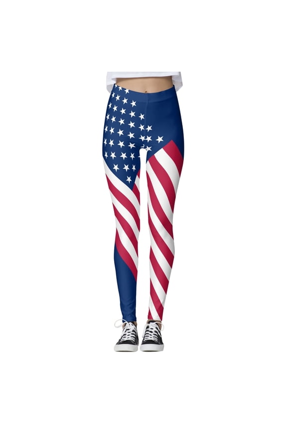 Women's Legging Independence Day Themed Women's Leggings for Yoga Running Gym Fitness Workouts and Activewear Blue S