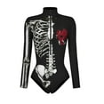 thumbnail image 1 of FYEGRE Women's Long Sleeve Digital Printed Zipper Skin Tight Party Romper Bodysuit Outfit for G XL, 1 of 4