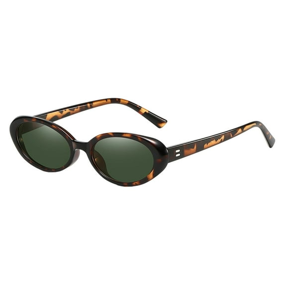 FYEGRE Stylish Women's Polarized Oval Retro Sunglasses with Classic Design for Fashionable Sun and Outdoor Activities Dark Green