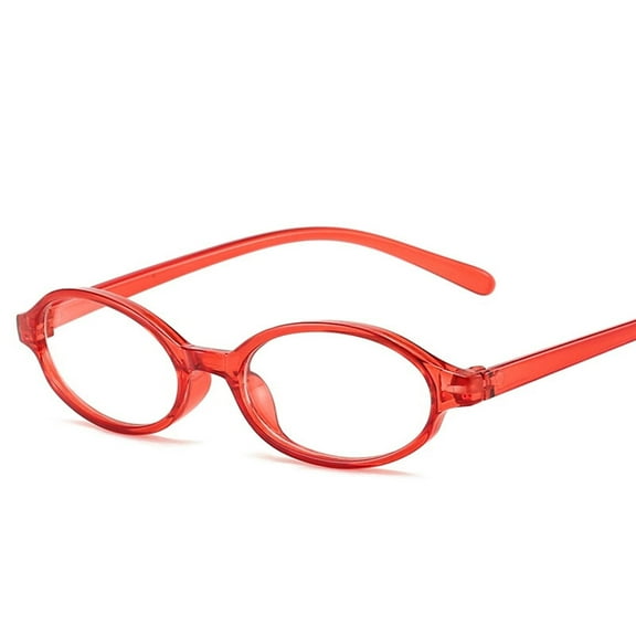 FYEGRE Women's Retro Small Oval Flat Lens Glasses Fashion Eyewear for Everyday Use with Timeless Appeal Red