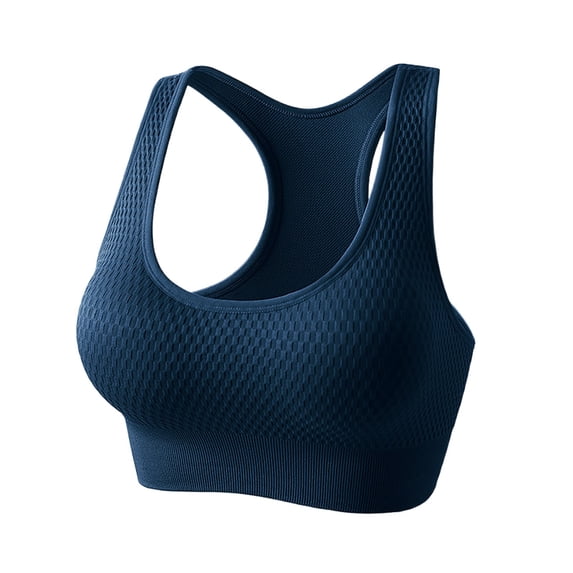 FYEGRE Women's Seamless Sports Bras-Padded High Impact Support Workout Bra Tops for Yoga Gym Fitness Navy M