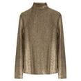 thumbnail image 1 of FYEGRE Women's Slim Fit Long Sleeve Sequin Turtleneck Sparkle Tee Glitter Blouse Tops Gold XXXL, 1 of 4