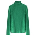 thumbnail image 1 of FYEGRE Women's Slim Fit Long Sleeve Sequin Turtleneck Sparkle Tee Glitter Blouse Tops Green XL, 1 of 4