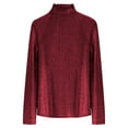 thumbnail image 1 of FYEGRE Women's Slim Fit Long Sleeve Sequin Turtleneck Sparkle Tee Glitter Blouse Tops Red L, 1 of 4