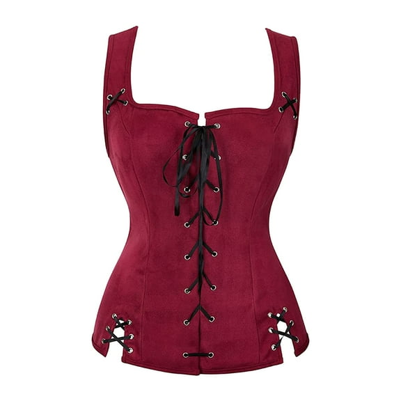 FYEGRE Women's Vest Bodice Tanks by Court Gentlemen for Stage Performance with Elegant Coat Attire Red XXL