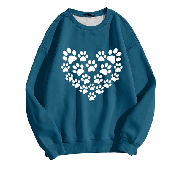 FYEGRE Women's Winter Warmth Soft Round Neck Casual Hoodless Sweatshirt Fashionable Sportswear Top For Everyday Wear Blue XXL