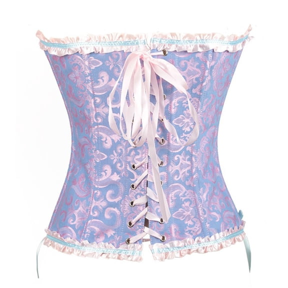 FYEGRE Womens Gothic Party Floral Lace Up Corset Bustier Top for and Elegant Events Purple M