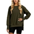 thumbnail image 1 of FYEGRE Womens Oversized Reverse Seam Sweatshirt Casual Long Sleeve Pullover Tops Lightweight Loose Crewneck Sweatshirts Army Green S, 1 of 2