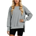 thumbnail image 1 of FYEGRE Womens Oversized Reverse Seam Sweatshirt Casual Long Sleeve Pullover Tops Lightweight Loose Crewneck Sweatshirts Light Gray XL, 1 of 2