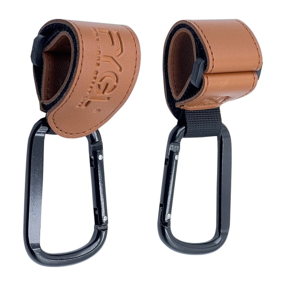 FYGL Adjustable Stroller Hooks for Parents and Travelers, Brown 2 Pack