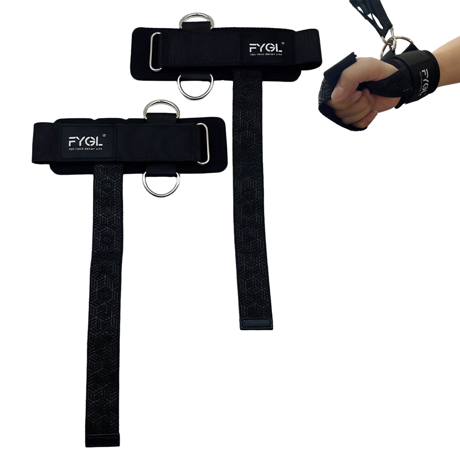 FYGL Dura Grip Anti-Slip Unisex Neoprene Geometric Weight Lifting Straps 2-Pack