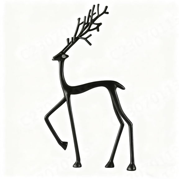 FYHALE 2025 Christmas Decorations - Set of 2 Black Reindeer Statues Modern Xmas Figurines Metal Deer Decor for Home and Christmas Gift