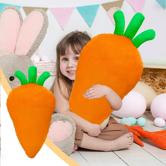 FYHALE 25.6in Easter Carrot Throw Pillow Orange Carrot Shape Cushion Easter Decorative Throw Pillow Carrot Shape Cushion for Home Bedroom Sofa Decoration