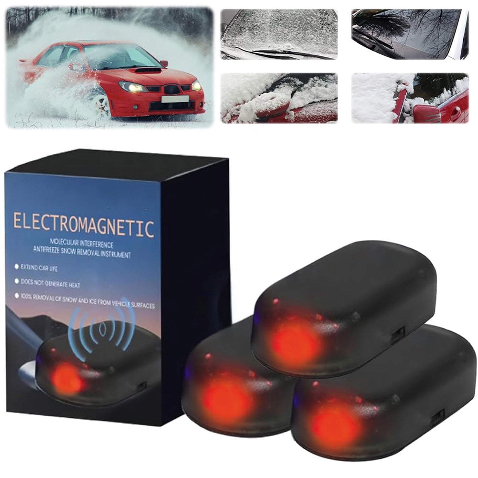 FYHALE 3 Pcs Electromagnetic Windscreen De-Icer Car - Solar + USB Rechargeable, Microwave Heater Frost Protection, Portable Car Defroster Frost Protection - Vehicle Protection for Car/SUV