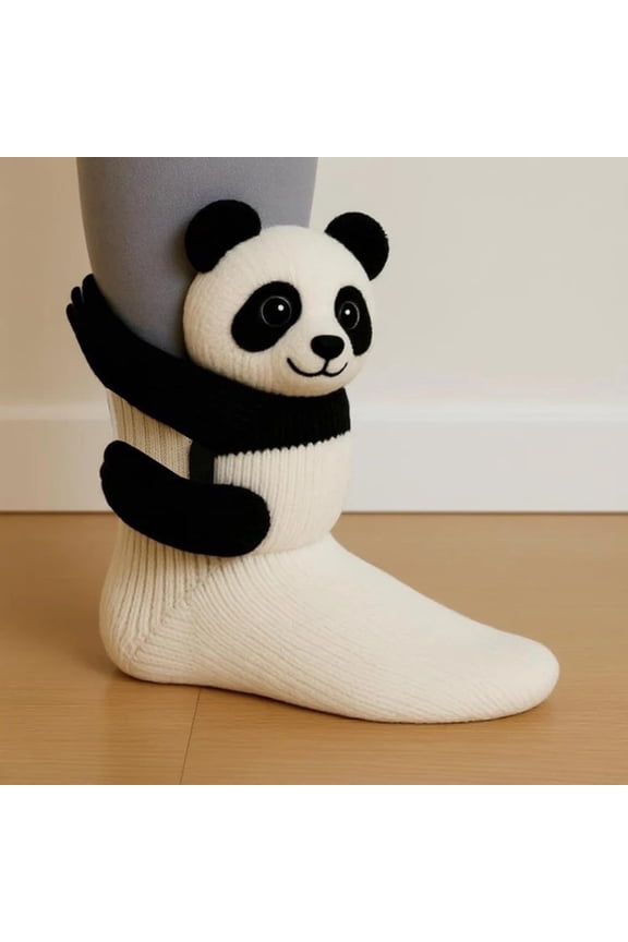 3D Knit Animal Socks Novelty Animal Hug Sock Hand Crocheted Warm Socks Funny Christmas Compression Socks Gifts for Women(G)