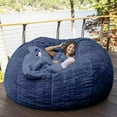 thumbnail image 1 of FYHALE 5 Ft Bean Bag Chair, BeanBag Chairs for Teens and Adults, Living Room Furniture Couch Soft Velvet Sofa Cover, Large Round Lazy Sofa, Navy, 1 of 6