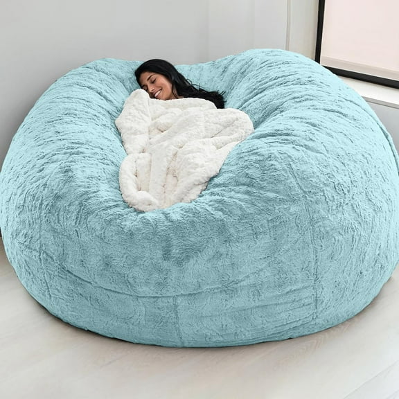 FYHALE Velvet Sofa Bed Chair Cover Large Circular Fluffy Comfortable Sofa Bag Chairs Cover for Adults Kids Home Living Room Bedroom Decoration 180cmx90cm(Stuffing Included)