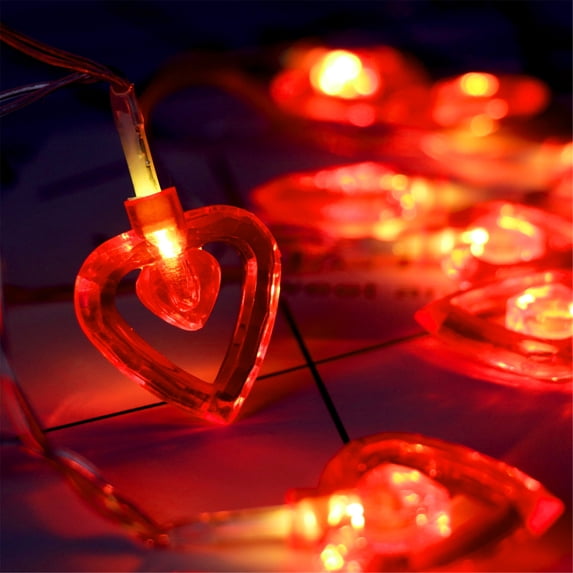 FYHALE 6ft 10LED Valentines Day Decorations String Lights, Battery Operated Heart Shape Hanging Garland Valentines Day Decor for Indoor Outdoor Home Room Party Wedding