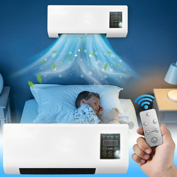 FYHALE 8000 BTU Window Air Conditioner Easy Cool & Heating - Up to 350 sq ft. 2 Fan Speeds, Remote Control, Quiet, for Small Room Air Conditioner, Wall-Mount Ac Unit