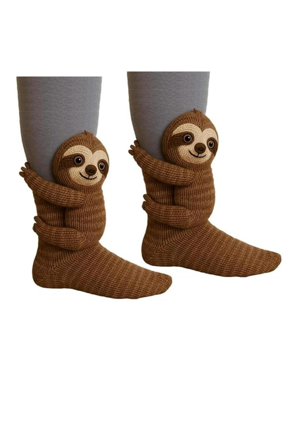 Adorable Animal-Print Socks, Sloth Shaped Cute Animal Socks, Thick Knit Skid Proof Warm Casual Floor Carpet Socks, Christmas Gifts for Friends