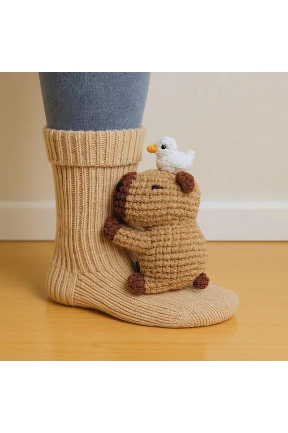Animal Socks, Funny Double-Layer Cotton Socks for Warmth, Cozy Fall & Winter Fuzzy Socks for Women(B)