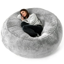 FYHALE Bean Bag Chairs for Kids, Large Circular Beanbag Chair, Fluffy Velvet Sofa Chair in Multiple Colors, Machine Washable Covers Durable 5.9ft