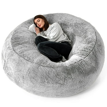 FYHALE Bean Bag Chairs for Kids, Large Circular Beanbag Chair, Fluffy Velvet Sofa Chair in Multiple Colors, Machine Washable Covers Durable 5.9ft