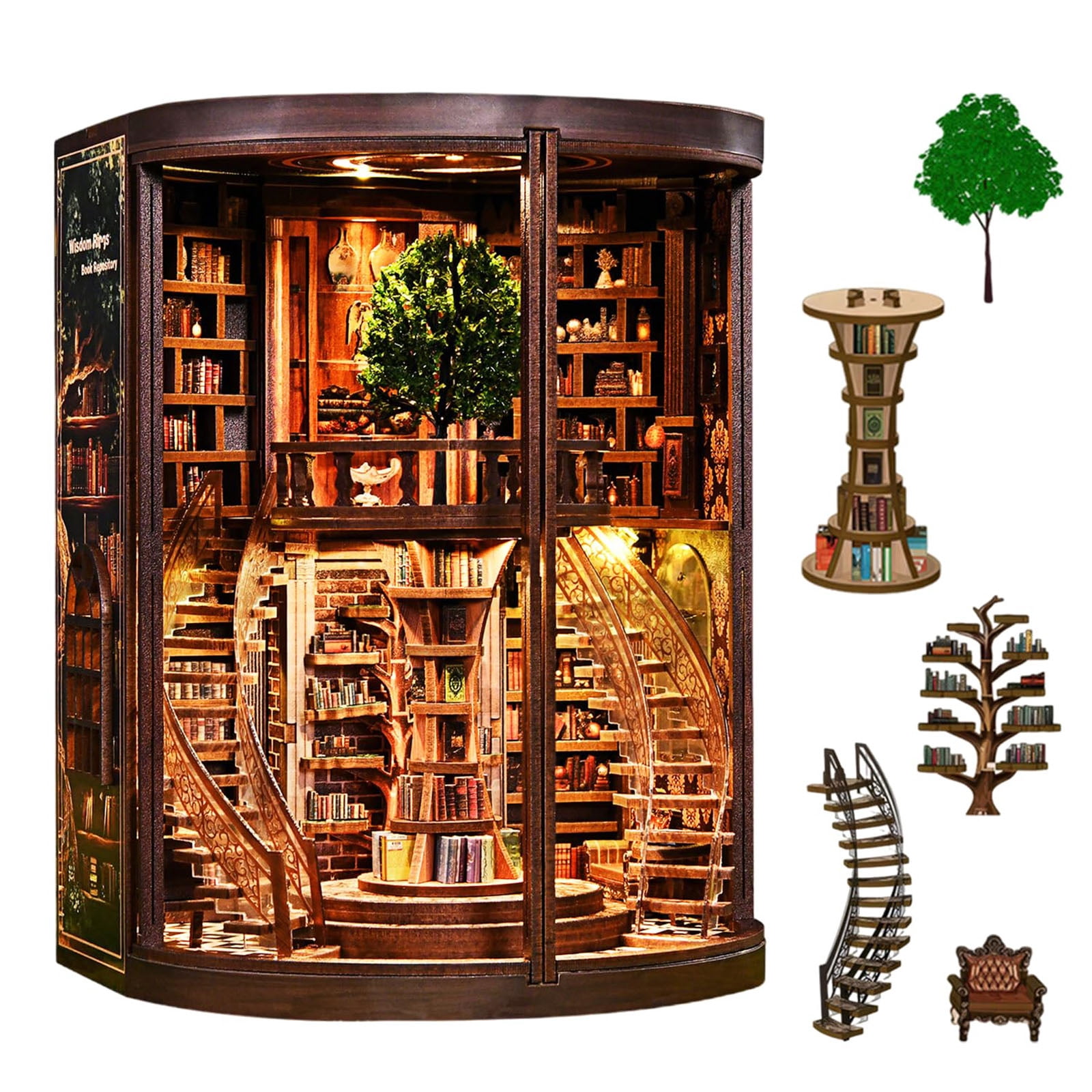 FYHALE Book Nook Kit for Adult, Miniature Library House Kit, 3D Wooden ...