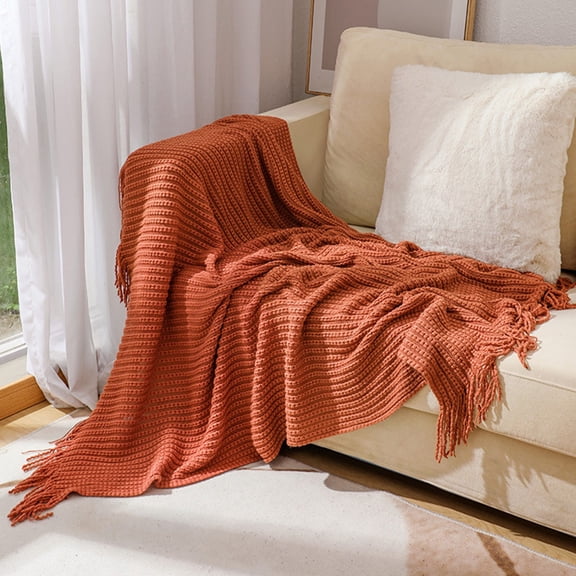 FYHALE Brown Throw Blanket for Couch, Reversible Super Soft Knitted Blankets, Warm Cozy Knit Fuzzy Plush Lightweight Throws Dupes for Sofa, Bed, Picnic, 50 x 67 inches