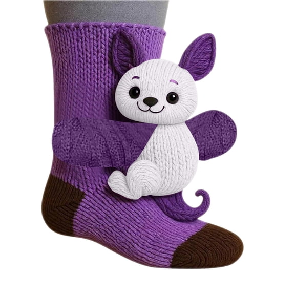 FYHALE Christmas Gifts - Adorable Animal-Print Socks, Knit Cute Sloth Socks, Novelty Skid Proof Warm Casual Floor Carpet Socks Handmade Christmas Stockings