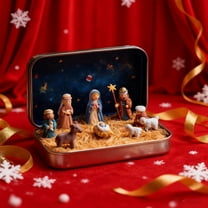 FYHALE Christmas Little Nativity Playset, Mini Christmas Nativity Set in a Tin Box, Reenact Miniature Toys Nativity Set, Christmas Manger Scene Sets, Christmas Present, Xmas Decorations