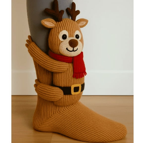 FYHALE Deer Christmas Stocking Pet Christmas Stockings Handmade Christmas Stockings Knitted Stocking for Adults, Family Xmas Decorations for Holiday Home Wall Fireplace Christmas Tree