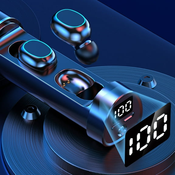 FYHALE Digital Display Wireless Bluetooth 5.0 Hi-Fi Earphones TWS-Headphones Earbuds Headset with LED Flashlight