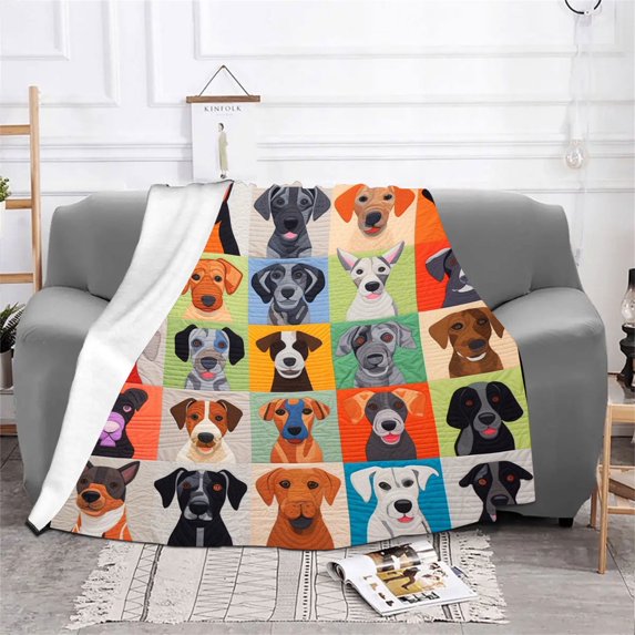 FYHALE Dog Throw Blanket 80x60 Inches Soft Cozy Blanket for Couch Car Bed Family Blanket Holiday Decoration Gift