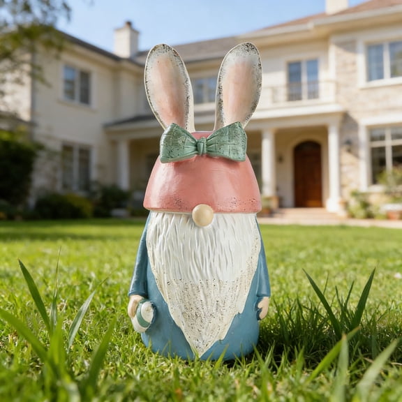 FYHALE Easter Gnome Resin Figurine Outdoor Garden Statue Decorative Spring Elf Ornament for Home Yard Patio Lawn Indoor Shelf Decor