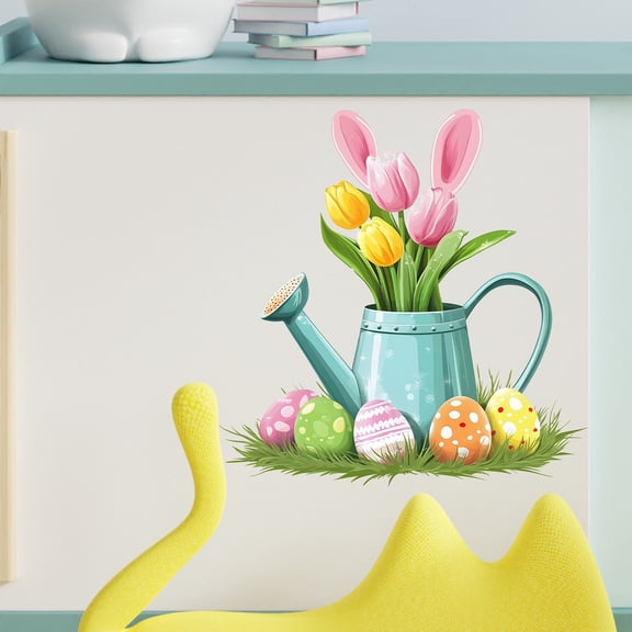 FYHALE Easter Sprinkles Tulips Floral Eggs Living Room Kitchen Home Decor Wall Stickers