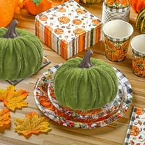 FYHALE Fabric Pumpkin Pillow Halloween Thanksgiving Decoration Props Decoration Fall Harvests Festival Green Velvet Pumpkin Shaped Pillows Desktop Decoration