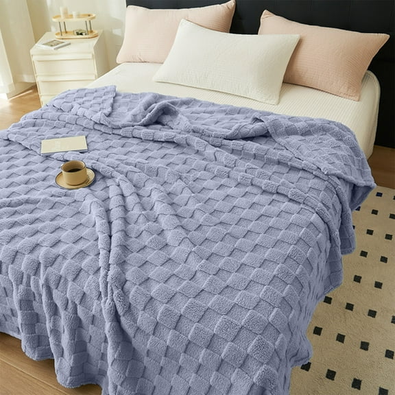 FYHALE Fleece Throw Blanket Extra Large, Super Soft and Warm Blankets for Couch, Sofa and Bed Waffle Textured, Cozy, Fuzzy and Lightweight (Blue, 40x60 Inches)