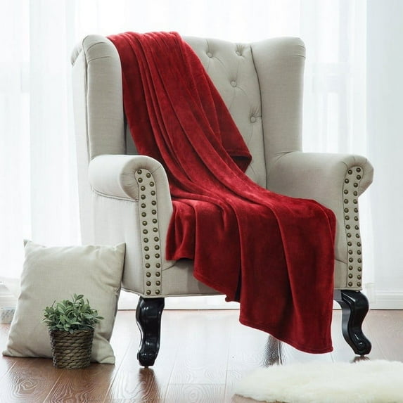 FYHALE Fleece Throw Blanket for Couch Red - Lightweight Plush Fuzzy Cozy Soft Blankets and Throws for Sofa, 60x82 inches