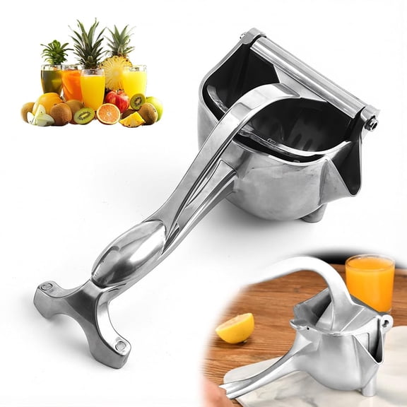 FYHALE Fruit Juice Squeezer, Heavy Duty Manual Fruit Juicer Press, Hand Press Citrus Squeezer, Detachable Aluminum Alloy Juice Extractor for Oranges Lemons and Other Fruits, Easy to Use (Sliver)