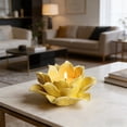 thumbnail image 1 of FYHALE Hand-Sculpted Ceramic Candle Holder for Home Decor, Candlelight Dinners, Festive Table Centerpiece, Romantic Ambient Lighting, Flower-Inspired Decorative Accent, Yellow, 1 of 6
