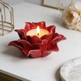 thumbnail image 1 of FYHALE Hand-Sculpted Ceramic Candle Holder for Home Decor, Candlelight Dinners, Festive Table Centerpiece, Romantic Ambient Lighting, Flower-Inspired Decorative Accent, Red, 1 of 6