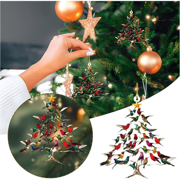 FYHALE Hummingbird Christmas Ornament, 2025 New Stacked Hummingbird Ornament for Christmas Tree Hanging, Upgrade Winter Colorful Stack Hummingbirds Home Decor Ornaments