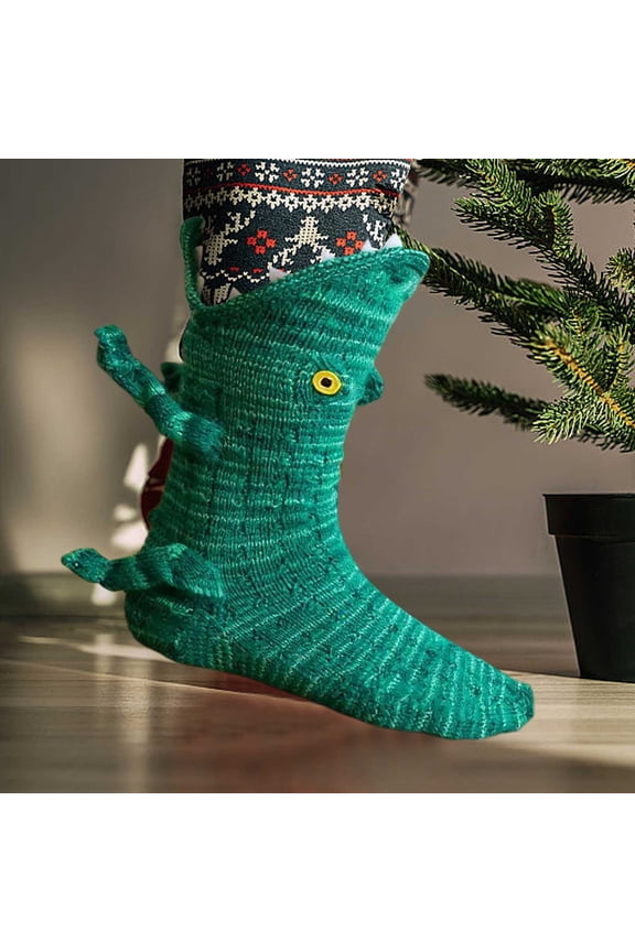 Knit Cute Socks - Crocodile Shaped Novelty Floor Sock Christmas Socks Hand Crocheted Winter Warm Socks for Family Friends Xmas Hanging Decoration for Fireplace Mantel Christmas Gifts